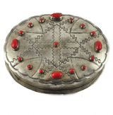 Coral and Silver Hand Stamped Box