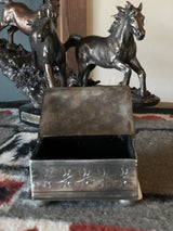 The Clarisa Turquoise & Silver Hand Samped Western Jewelry Box