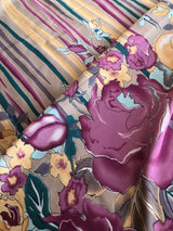 Turquoise and Pink Floral Stripe Wild Rag Scarf