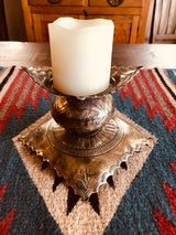 Rosaritta Hand Stamped Silver Candle Holder