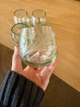 Etched Flower Hand Blown Wine Glasses