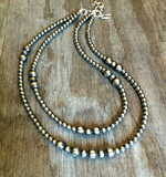 Double Strand Navajo Pearl Necklace- 20" Longest Strand