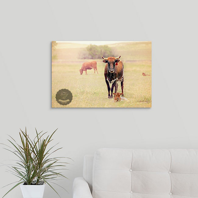 Gifts of Spring Cow Canvas Wall Art