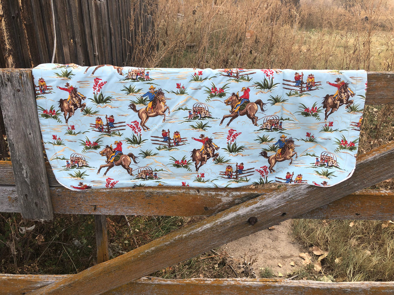 Out On The Wagon Western Baby Blanket