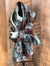 Paisley Turquoise and Brown Wild Rag Scarf