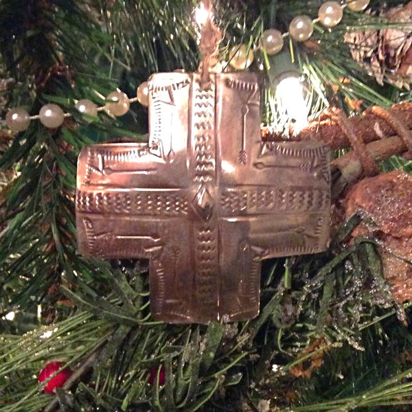 Silver Cross Christmas Ornament