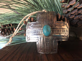 Silver & Turquoise Cross Christmas Ornament