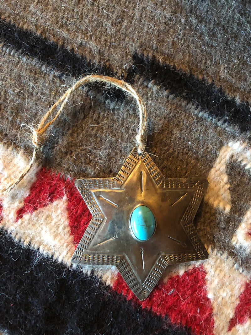 Silver Star Turquoise Christmas Ornament