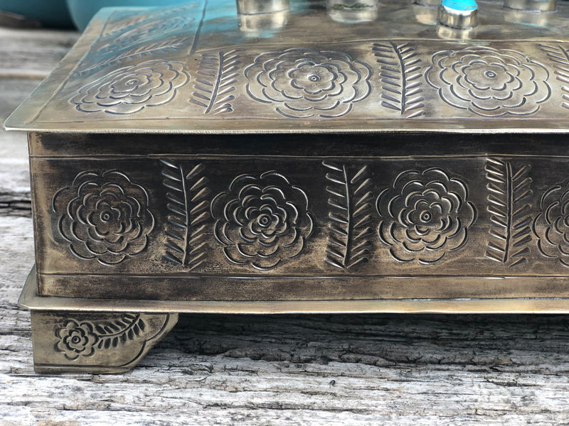 Silver Stamped Turquoise Keepsake Bible Box