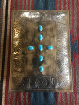 Silver Stamped Turquoise Keepsake Bible Box