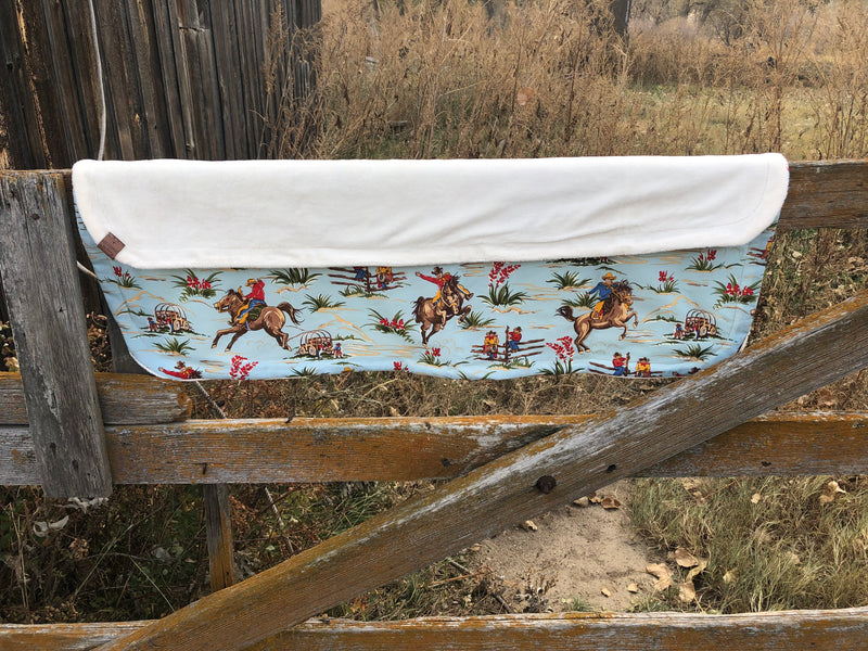 Out On The Wagon Western Baby Blanket