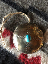Silver Round Turquoise Christmas Ornament