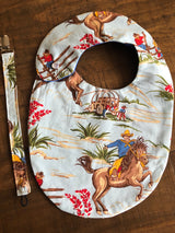 Out On the Range Western Baby Bib & Pacifier Clip