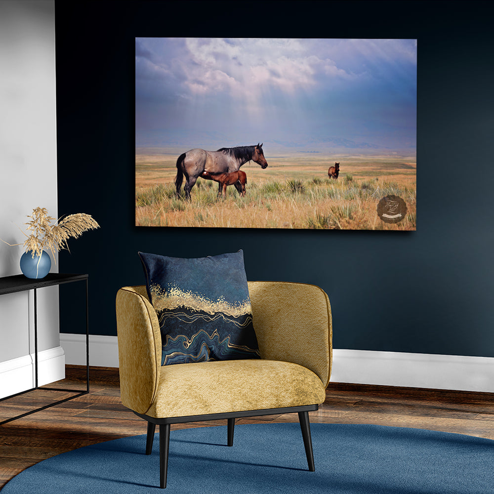Wyoming Sky Western Horse Wall Art Canvas, image size:1000x1000